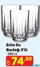 PAŞABAHÇE ECHO SU BARDAĞI 3'LÜ 260 CC